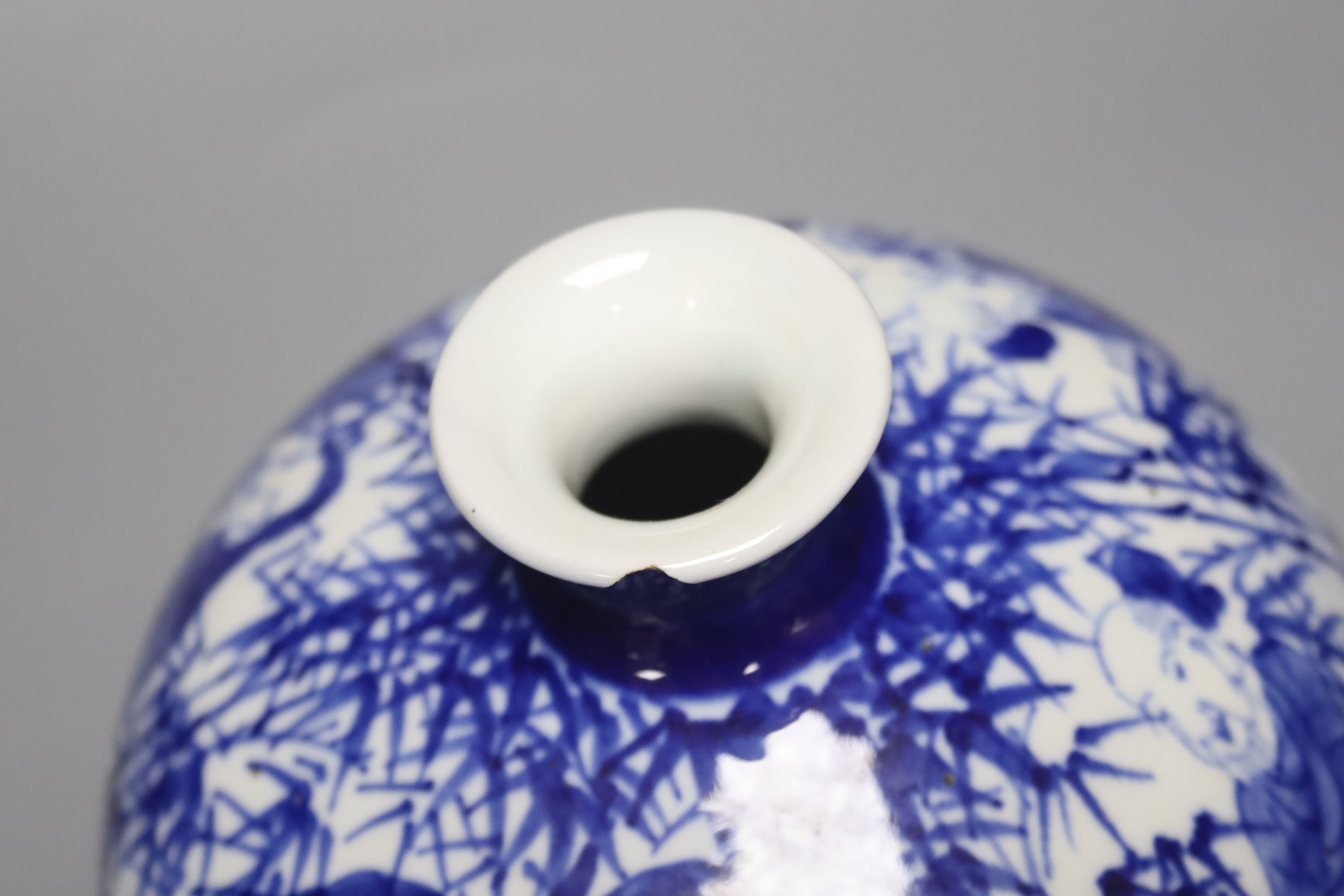 A Japanese blue and white globular vase, height 25cm